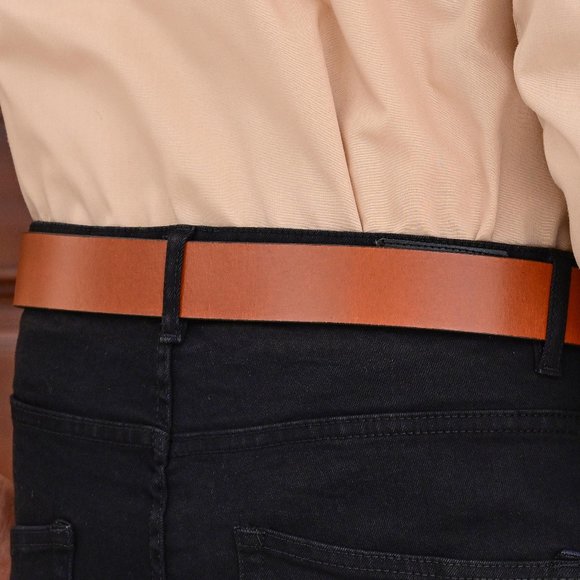 Handcrafted Burnt Orange Full Grain Leather Belt For Men - Free Personalization - Picture 9 of 15